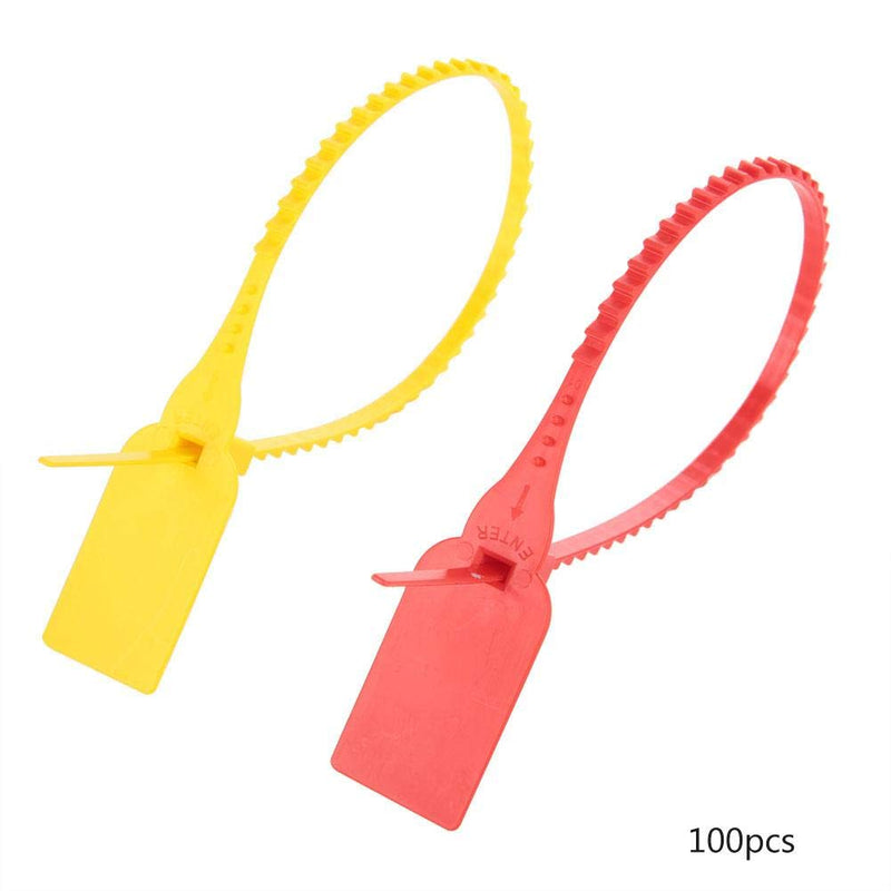  [AUSTRALIA] - 100 Pieces Tag Zip Ties Self Locking Adjustable S Tidy Wrap Plastic Tamper Seals Zip Ties Heavy Duty Cable Ties Red and Yellow(Red)