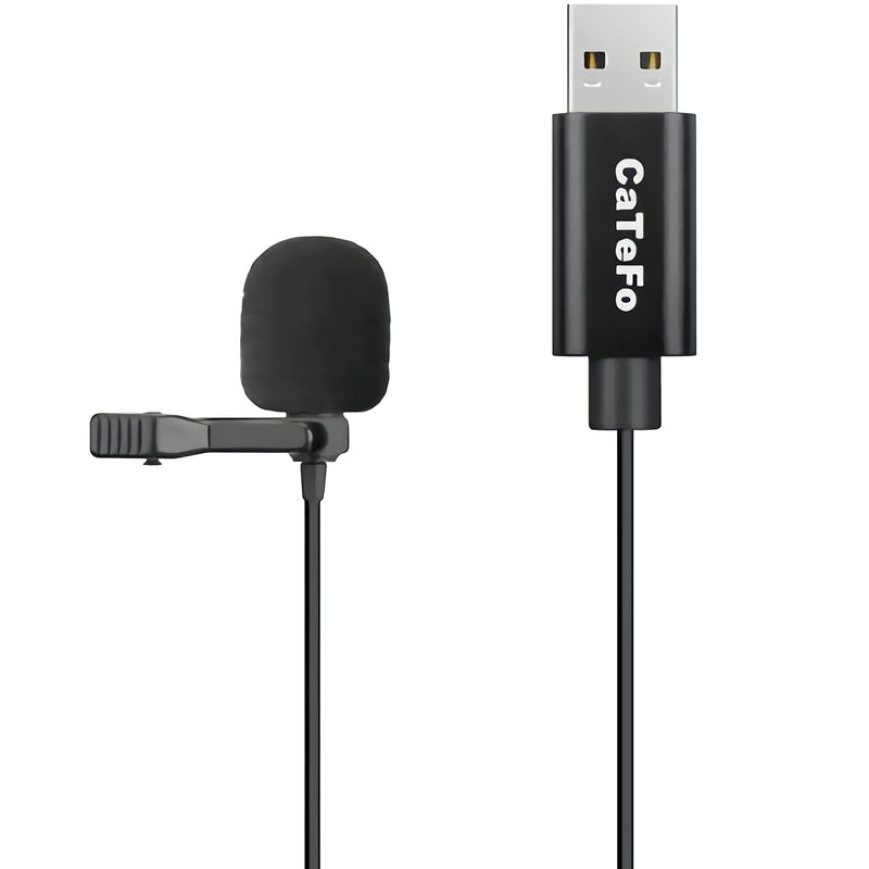  [AUSTRALIA] - CaTeFo FO-ULM1 USB Lavalier Microphone, Omnidirectional Condenser Mic with Clip, Plug & Play Perfect for PC Laptop Mac Video Recording YouTube Skype Streaming Podcasting Gaming