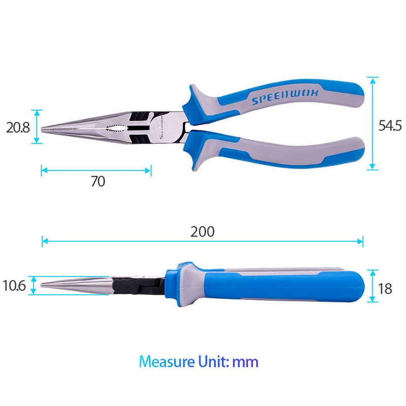 SPEEDWOX Long Nose Pliers 8 Inches Heavy Duty Compound Action Reduce Effort by 35% Multi Use Wire Cutters Remove Screws Bolts Side Cutting High Leverage Precision Fine Pliers Professional Hand Tool 8-Inch - LeoForward Australia