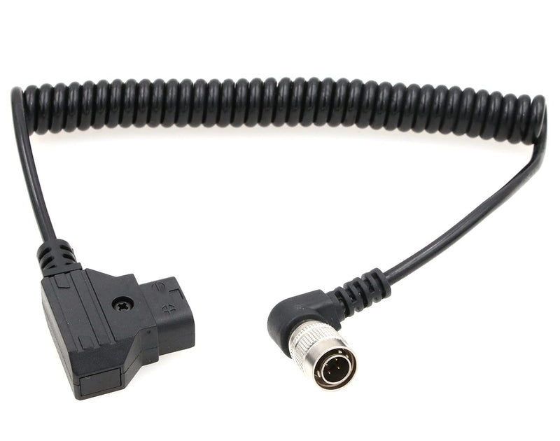  [AUSTRALIA] - ZBLZGP D-Tap to Elbow Hirose 4 Pin Male Coiled Power Cable for Sound Devices 688 644 633 Recorder Zoom F8 F4 ZAXCOM elbow coiled cable