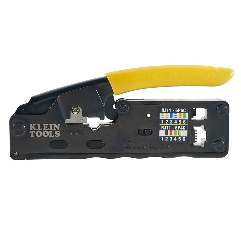  [AUSTRALIA] - Klein Tools VDV226-107 Compact Ratcheting Modular Data Cable Crimper / Wire Stripper / Wire Cutter, CAT6, CAT5, CAT3, Flat-Satin Voice Cable Crimper, Data, Compact RJ45
