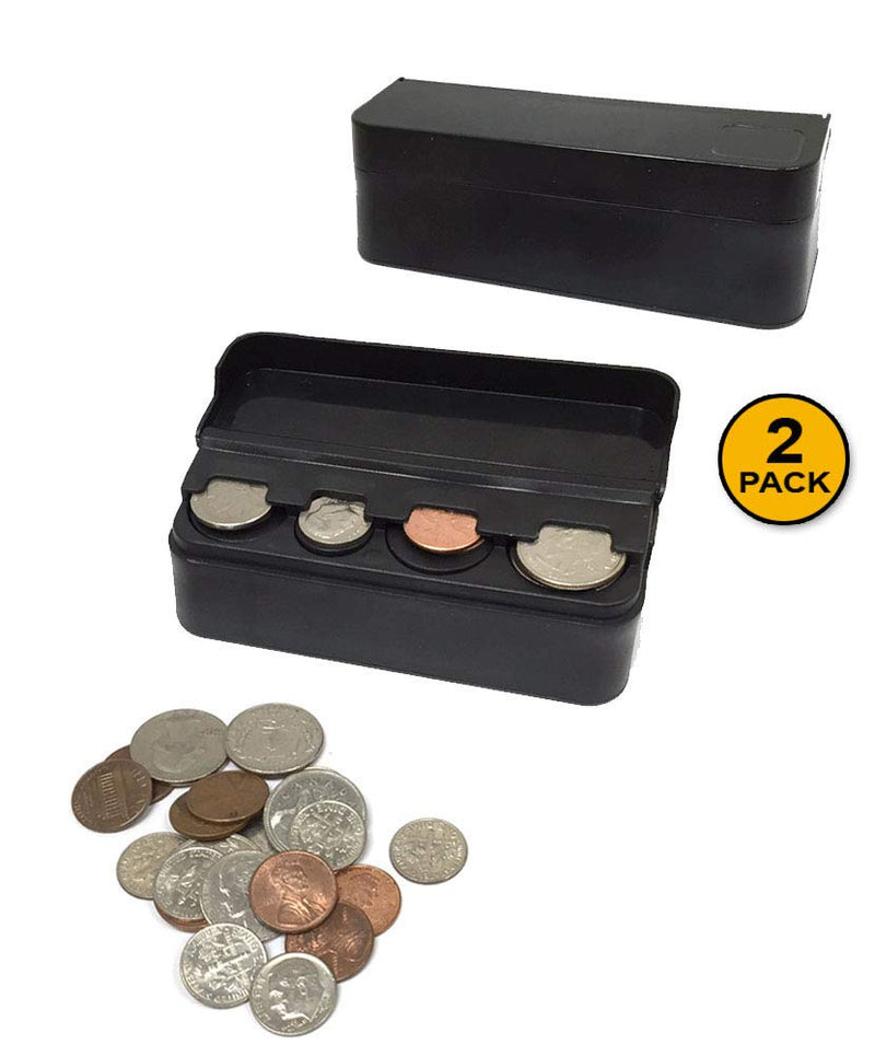  [AUSTRALIA] - JAVOedge JE (2 Pack) Coin (Quarter, Dimes,etc) Change Holder Storage Sorter Case with Lid for Car, Truck, RV Interior Accessories