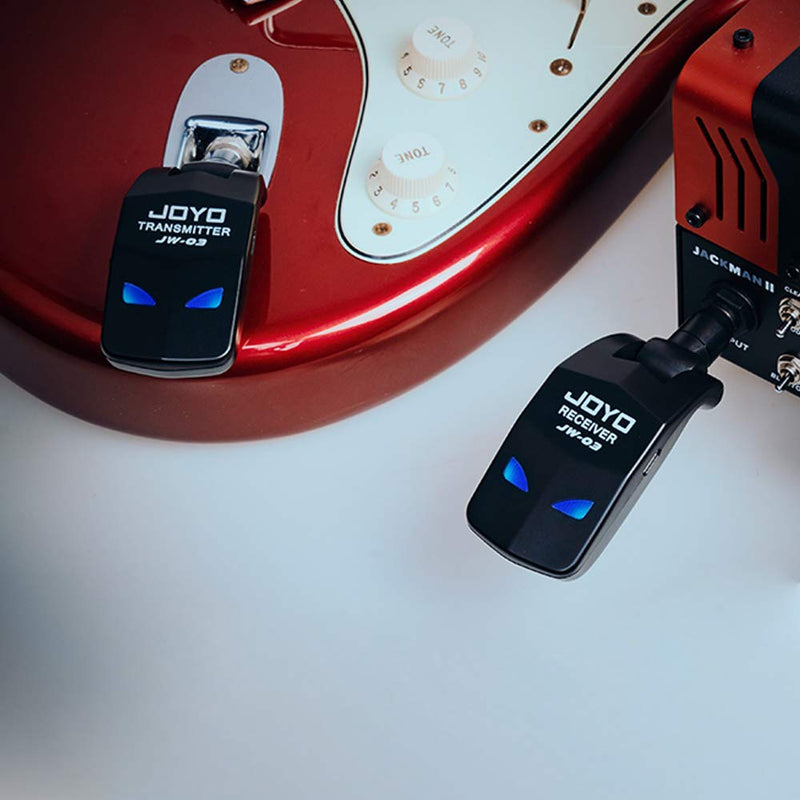  [AUSTRALIA] - JOYO 2.4GHz Wireless Guitar System 4 Channels Rechargeable Audio Wireless Transmitter Receiver for Guitar Bass Electric Instruments (JW-03)