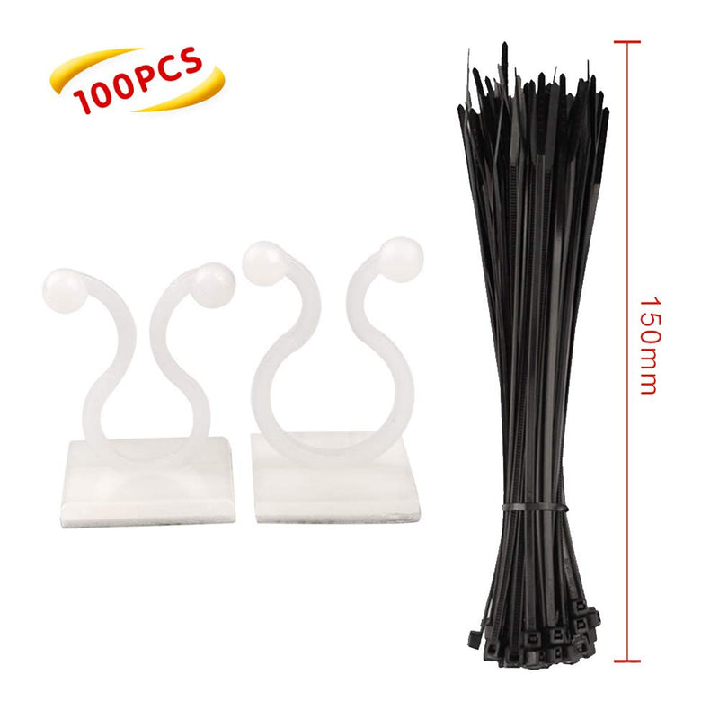  [AUSTRALIA] - AICHAO household 50PCS 2 Size Self-Adhesive Twist Locks Holder Cable Tie Clips with Adjustable Nylon Cable Zip Ties for Cord Management Ratta
