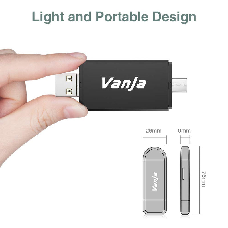  [AUSTRALIA] - Vanja Type C Card Reader, 3-in-1 USB 2.0 Portable Memory Card Reader and Micro USB to USB C OTG Adapter for SD-3C SDXC SDHC MMC RS-MMC UHS-I Cards. Black