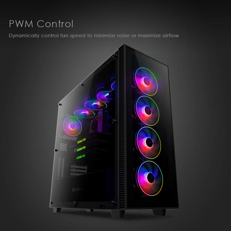  [AUSTRALIA] - anidees AI Tesseract Duo 120mm RGB PWM Fan x3 Compatible with ASUS Aura SYNC/MSI Mystic/GIGABYTE Fusion MB with 5V addressable RGB Header, for case Fan, Cooler Fan, with Remote(AI-Tesseract-Duo) 120 DUO