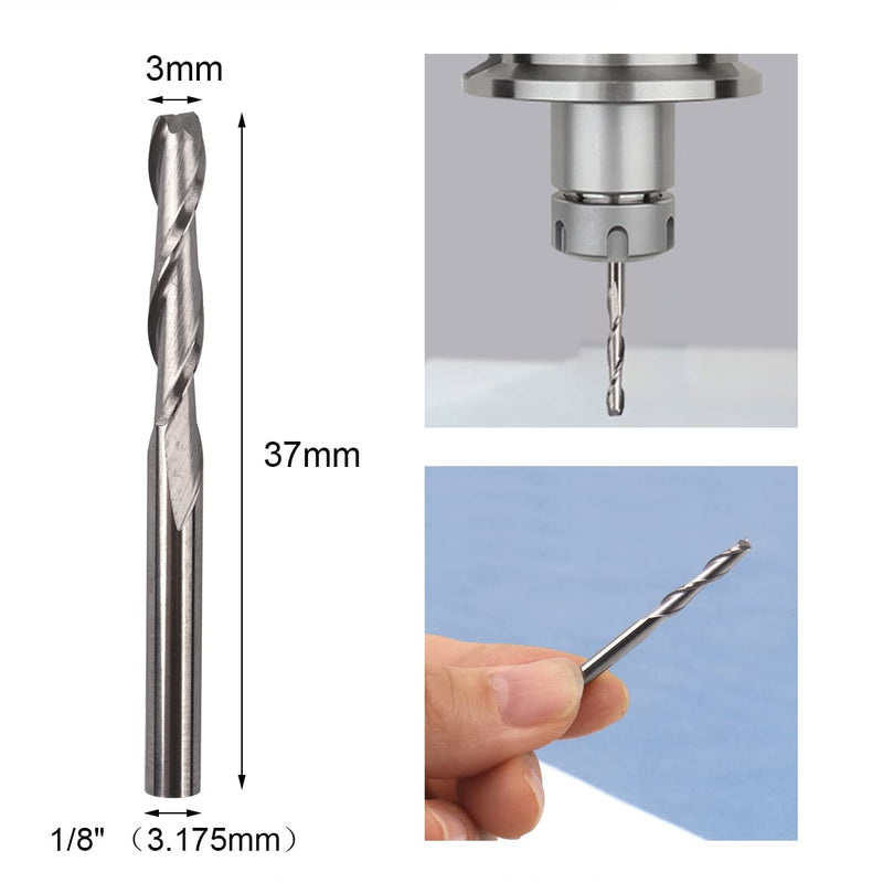  [AUSTRALIA] - CBRIGHT 10pcs End Mill CNC Router Bits, 1/8" 3.175mm Shank 3mm Cutting Edge Milling Cutter Engraving Cutter including End Mill CNC Router Bits (10pcs Flat Head) 10 x Flat Head