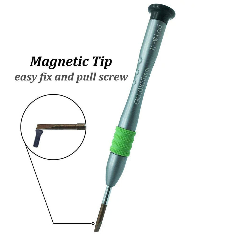 Flat Head Screwdriver 3.0mm, Slot-head Precision Screwdriver -3.0mm, S2 High Alloy Steel Flat Blade, Magnetic Tip, Rotating Cap, Anti-slip Grip, Small Slotted Screwdriver Hand Tool for Maintenance Flat head 3.0mm - LeoForward Australia