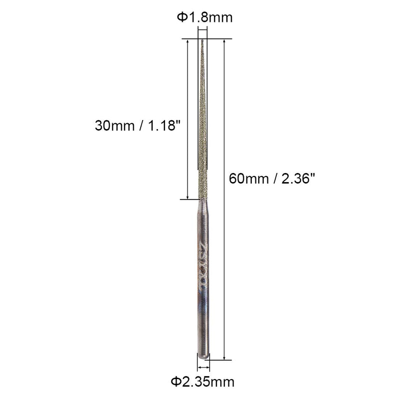 uxcell Mini Diamond Burrs Bits Grinding Drill Carving Rotary Tool for Glass Stone Ceramic 2.35mm Shank 1.8mm Conial 2 Pcs - LeoForward Australia