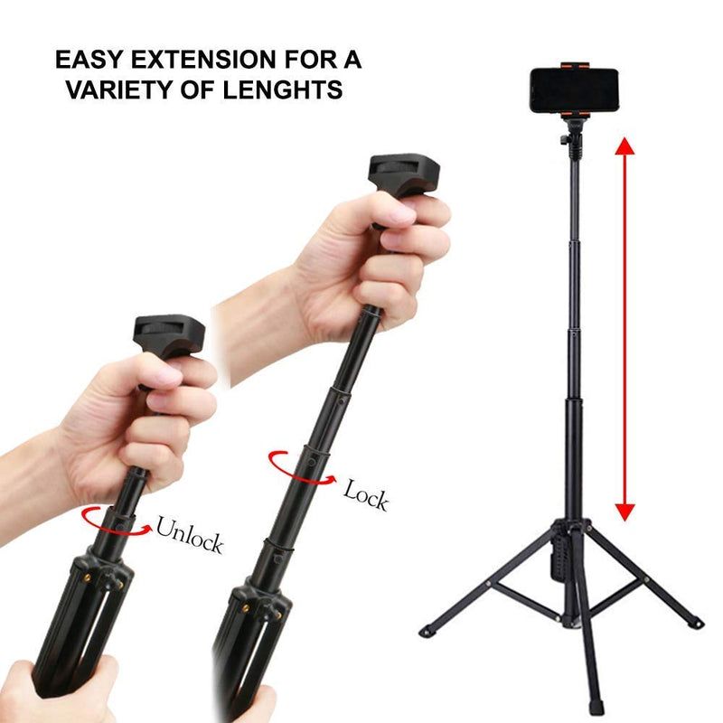  [AUSTRALIA] - Acuvar 54" Inch Aluminum Extendable Monopod Tripod/Selfie Stick with Universal Smartphone Mount + Wireless Remote Control Camera Shutter for All Smartphones iPhones & Android