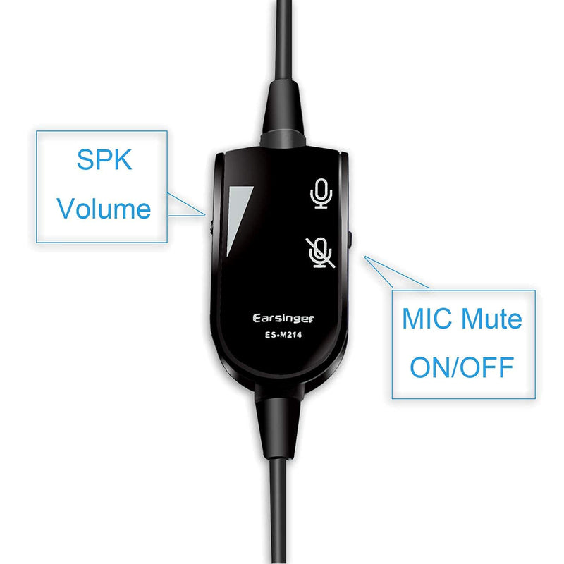  [AUSTRALIA] - Earsinger M214C 2.5mm Headset with Microphone &Volume Mute Controls, M140 M210C TCA430 Headsets with 2.5mm Jack Compatible for Polycom321 CT14 CiscoSPA303 UnidenDECTAT&T ML17929 VtechRCA