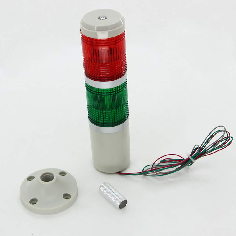  [AUSTRALIA] - Aicosineg Industrial Signal Light Column Tower Lamp Alarm Indicator for CNC Machines 2 Tiers Red and Green Lights Without Continuous Buzzer Sound 24V 3W 1Pcs
