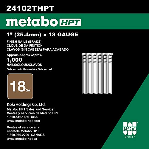  [AUSTRALIA] - Metabo HPT 1 Inch 18 Gauge Brad Finish Nail | 1,000 Count | 24102THPT 1-Inch x 18 GA