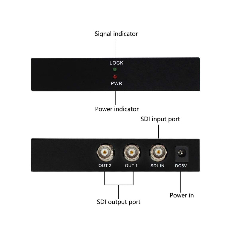  [AUSTRALIA] - SDI Splitter 1x2 Multimedia Split SDI Extender 1 to 2 Ports Adapter Support 1080P TV Video for Projector Monitor Camera