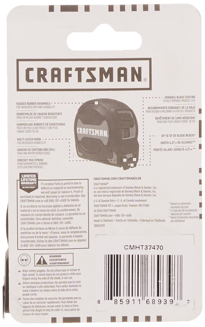  [AUSTRALIA] - CRAFTSMAN Tape Measure, Easy Grip, 30-Foot (CMHT37470S)