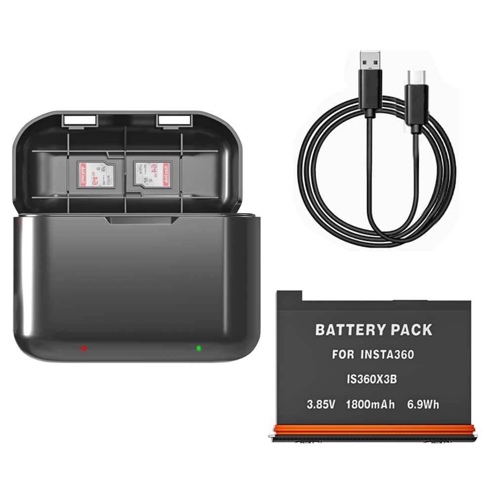  [AUSTRALIA] - Fast Battery Charger Hub for Insta 360 X3 Camera,Battery Charger Hub for Insta 360 X3 Camera with Misro SD Card Slots and USB Type C Cable,1 Pack Insta 360 X3 Battery