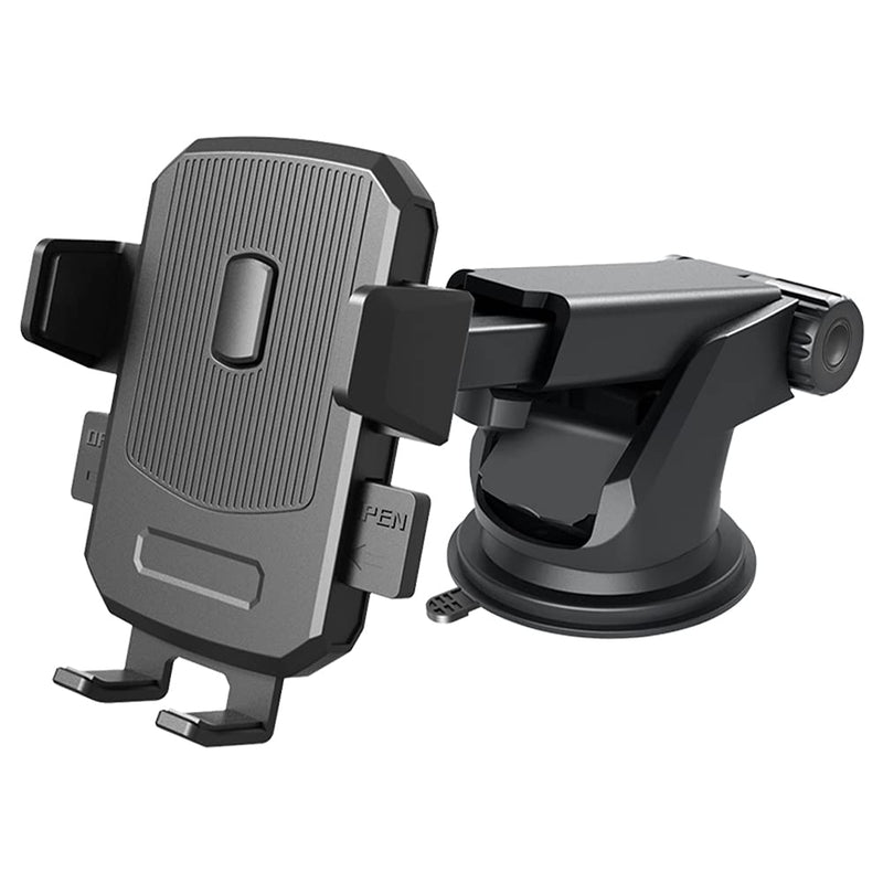  [AUSTRALIA] - SALEX Universal Windshield Phone Mount. Telescopic Suction Cup Cell Phone Mount for Car Dashboard, Air Vent, Desk. Black Rotating Smartphone Bracket. Adjustable Car Cradle for Mobile Phone & GPS.