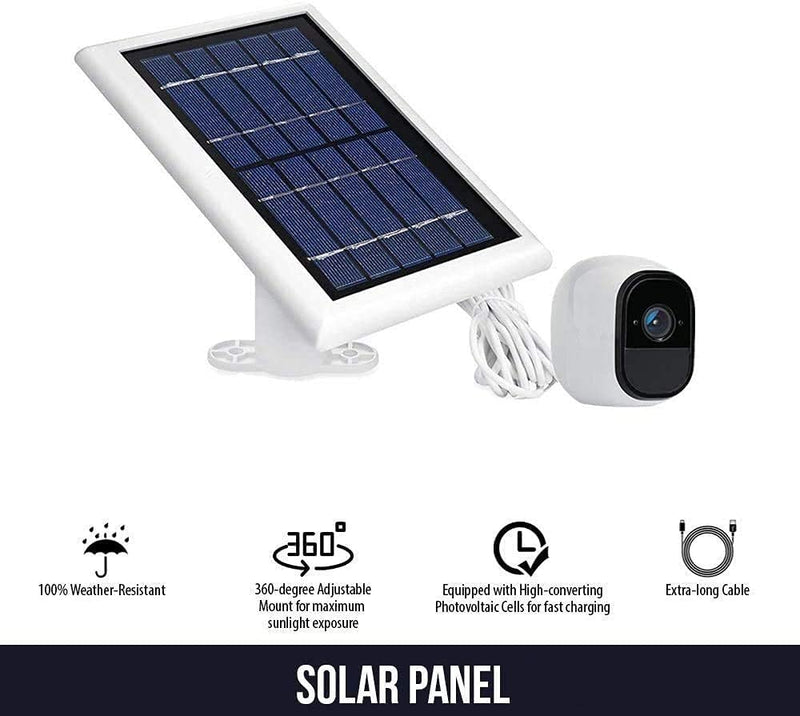  [AUSTRALIA] - [Updated Version] Wasserstein Solar Panel Compatible with Arlo Pro, Arlo Pro 2 - Power Your Arlo Surveillance Camera continuously (White) White