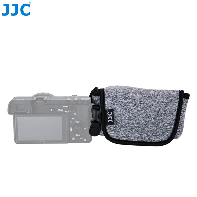  [AUSTRALIA] - JJC Grey Water Resistant Ultra Light Neoprene Camera Case, Pouch Bag, Compatible with Sony a6600 a6500 a6400 a6300 a6100 a6000 a5100 +16-50mm Lens Pancake Lense & Panasonic LX100 LX100 II Sigma FP