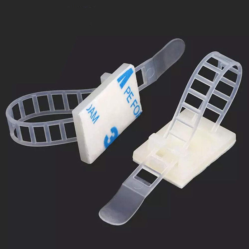  [AUSTRALIA] - E-outstanding 40pcs Adjustable Self-Adhesive Cable Ties Fixed Management Mount Tie Nylon Multipurpose Wire Clamps 2 Sizes (20pcs Large Size ACT22, 20pcs Small Size ACT17), White