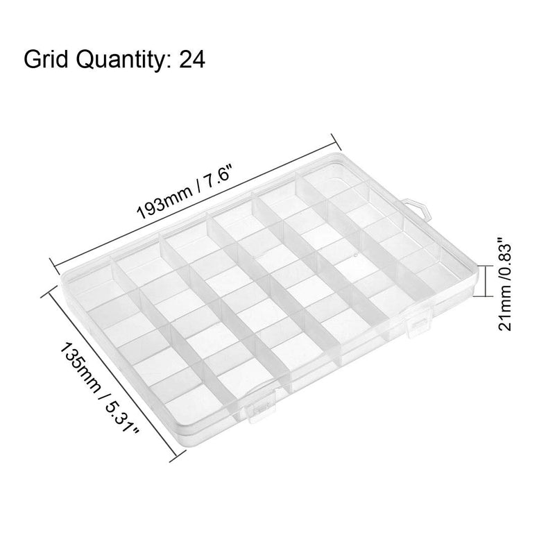  [AUSTRALIA] - uxcell Component Storage Box - PP Fixed 24 Grids Electronic Component Containers Tool Boxes Clear White 193x135x21mm