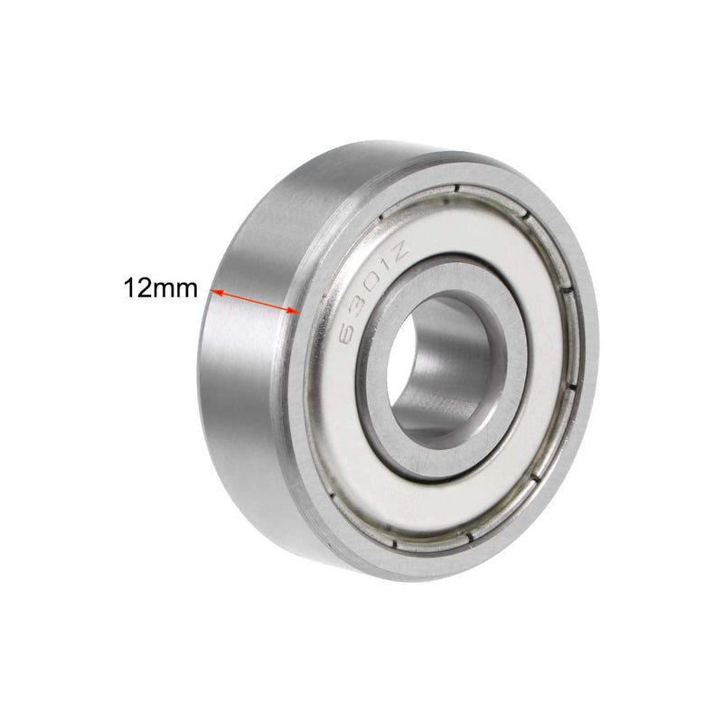  [AUSTRALIA] - uxcell 6301ZZ Deep Groove Ball Bearing 12x37x12mm Double Shielded Chrome Steel Bearings 5-Pack 12mmx37mmx12mm