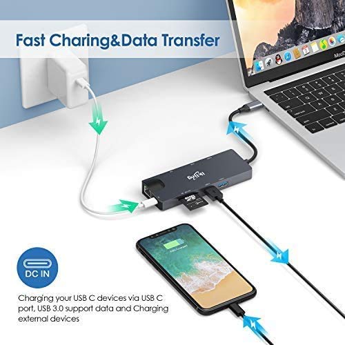  [AUSTRALIA] - USB C Hub, 3-in-1 USB C Adapter with 4K USB C to HDMI,VGA, USB C Charging, 2 USB 3.0, SD/TF Card Reader, USB C to 3.5mm, Gigabit Ethernet, USB C Dock Compatible Apple MacBook Pro 13/15 (Thunderbolt 3)