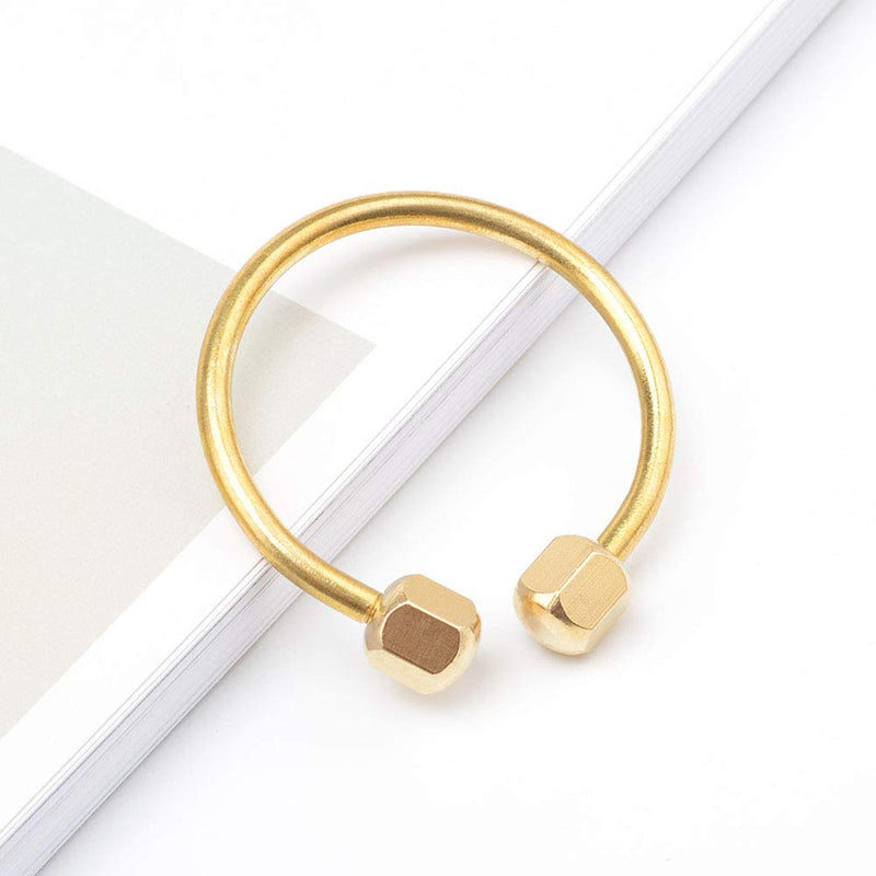  [AUSTRALIA] - 2 Pcs Brass Keychain Circular Shape Screw Lock Clip Key Ring Key Holder for Men and Women