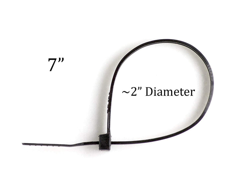  [AUSTRALIA] - 7 inch Black Nylon Zip Ties - Strong Zip Tie, Wire Ties - Indoor and Outdoor Rated -Screw Mounting Hole, Zip Ties (Wire Ties, Cable Ties), 100 Pack - Black - 7" 7 Inch