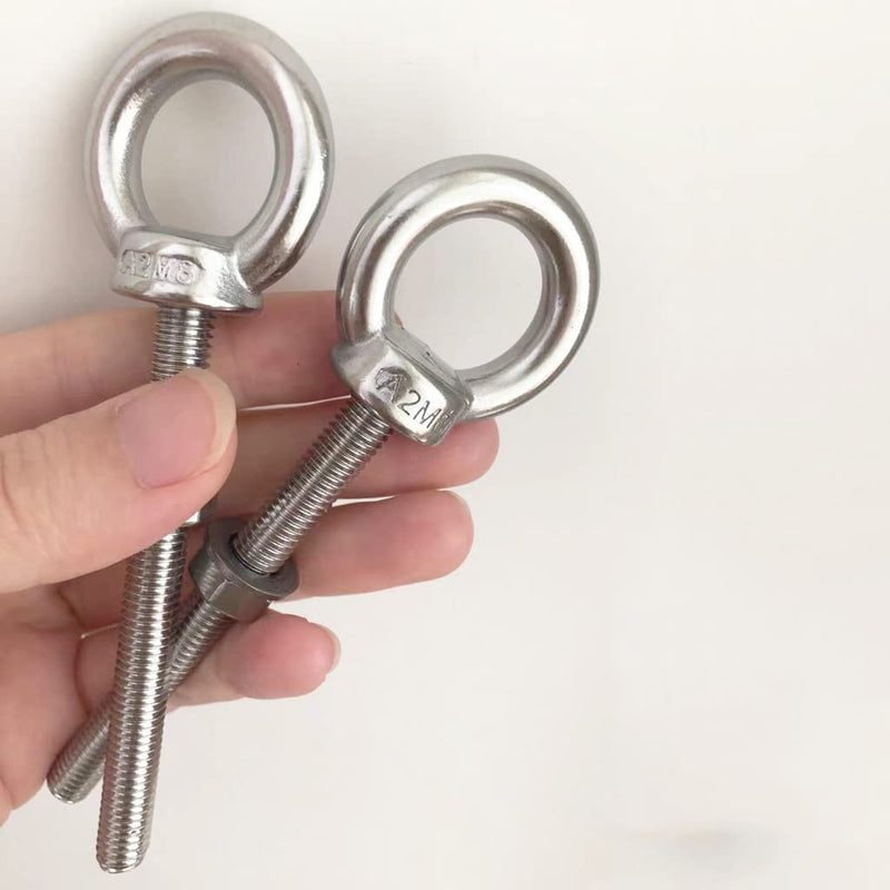  [AUSTRALIA] - HYXXYY Stainless Steel Eye Bolt, 4pack M8 Shoulder Eye Bolts 5/16" X 3.15"with Nuts and Washer Thread Lifting Ring Eyebolt 4pcs