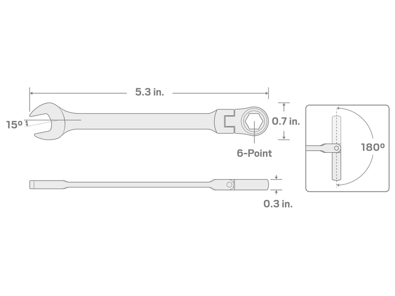 TEKTON 8 mm Flex Ratcheting Combination Wrench | WRN57108 Metric - LeoForward Australia