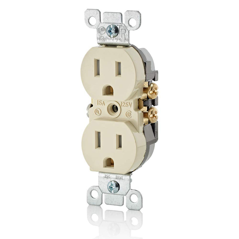  [AUSTRALIA] - Leviton T5320-I Straight Blade Tamper Resistant Duplex Receptacle, 125 V, 15 A, 2 Pole, 3 Wire, 1 Pack, Ivory