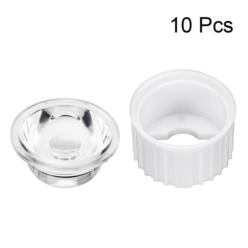  [AUSTRALIA] - uxcell 10 pcs 20mm LED Lens 120 Degree with White Holder for 1W 3W High Power LED Light