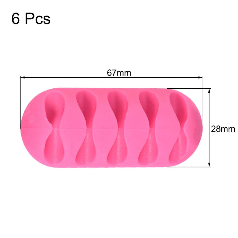  [AUSTRALIA] - uxcell 6Pcs Cable Organizer Pink Cable Ties Electronics Computer Mouse Charging USB Cable Holder Self Adhesive Cord Holders