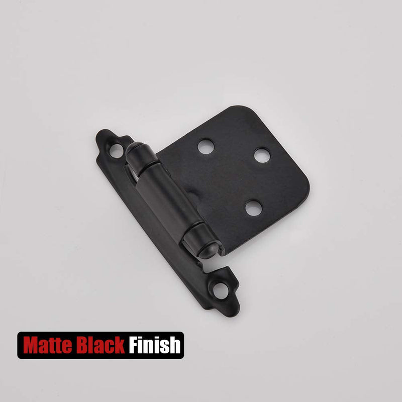  [AUSTRALIA] - JQK 1/2 Inch Overlay Cabinet Door Hinges Black, 2 Pack 1 Pair Flush Face Mount Cupboard Self-Closing Kitchen Cabinet Hinges, CH200-BK-P2