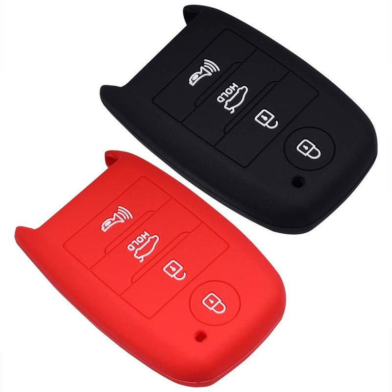  [AUSTRALIA] - Lcyam Kia Silicone Remote Key Fob Cover Smooth Soft Rubber Case 4 Button for Kia Sorent Niro Optima Sportage Forte Seltos (Black Red) Black Red