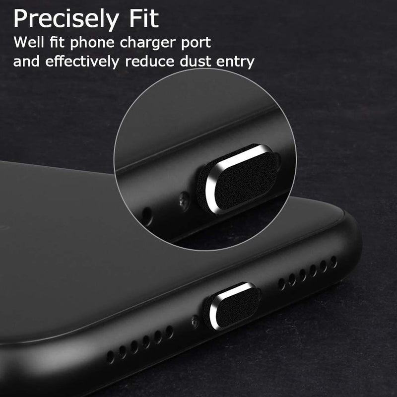  [AUSTRALIA] - VIWIEU Anti Dust Plug Metal for iPhone 13 12 Mini 11 Pro Max iPad AirPods, 2 PCS Lightning Port Cover Dust Guard Protectors Accessories Set Compatible with iPhone X, XS, XR, 8, 7 Plus (Black) Black