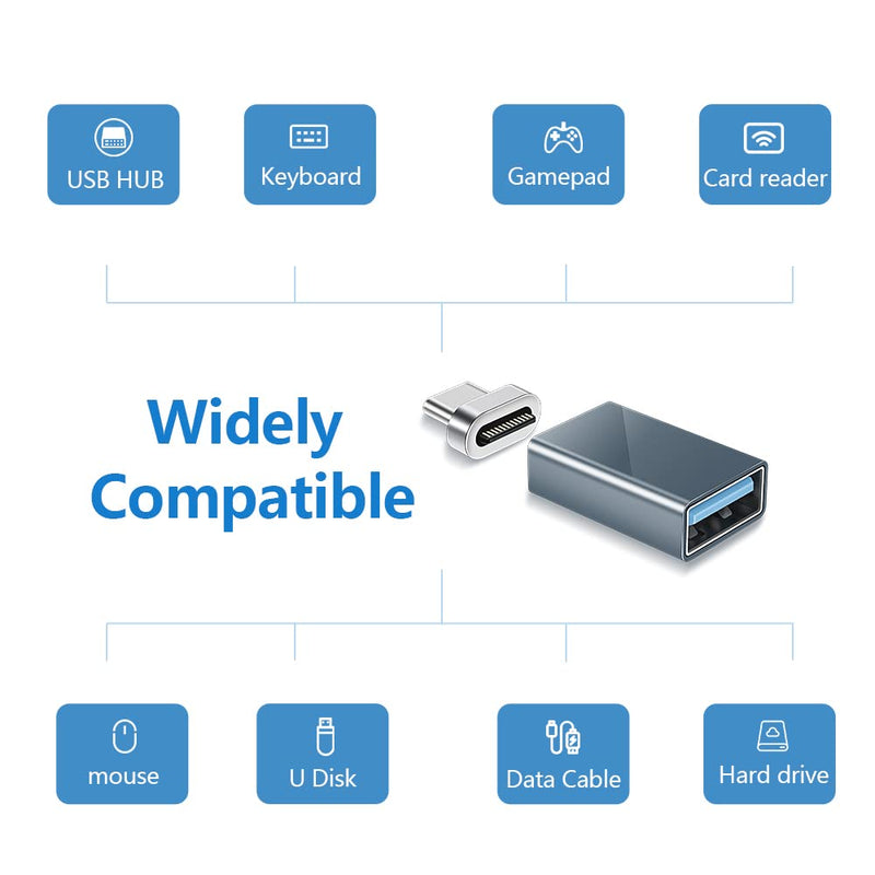  [AUSTRALIA] - USB C to USB Magnetic Adapter 24Pin USB C Male to USB A Female Converter 2 Pack Computer Cable Adapter Compatible with MacBook Pro Laptop Tablet Smartphone with USB Type C Port magnetic usb a to usb c adapter