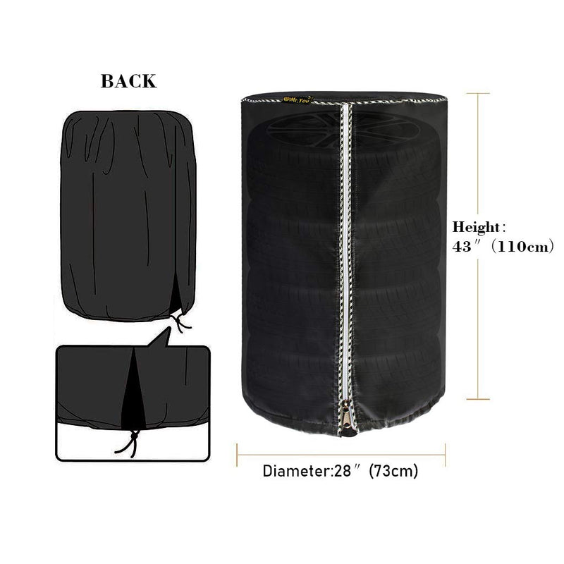  [AUSTRALIA] - Mr.You Seasonal Tire Cover,Tire Storage Bag,Waterproof Dust-Proof (Fits up to 28" Tires, Black) Fits up to 28" Tires