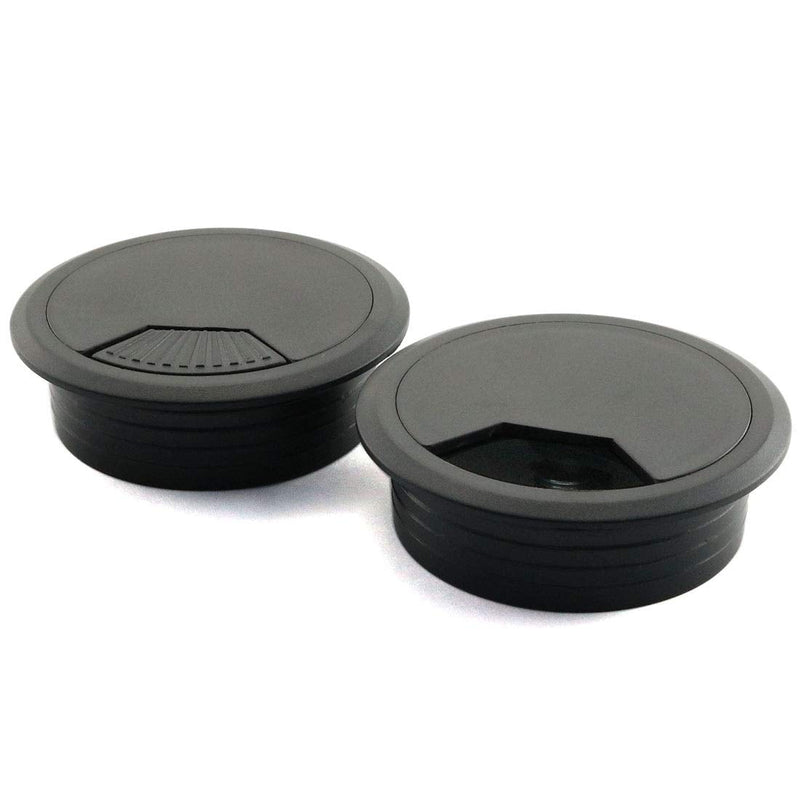  [AUSTRALIA] - HJ Garden 2pcs 2-3/8 inch Desk Wire Cord Cable Grommets Hole Cover for Office PC Desk Cable Cord Organizer Plastic Cover Black