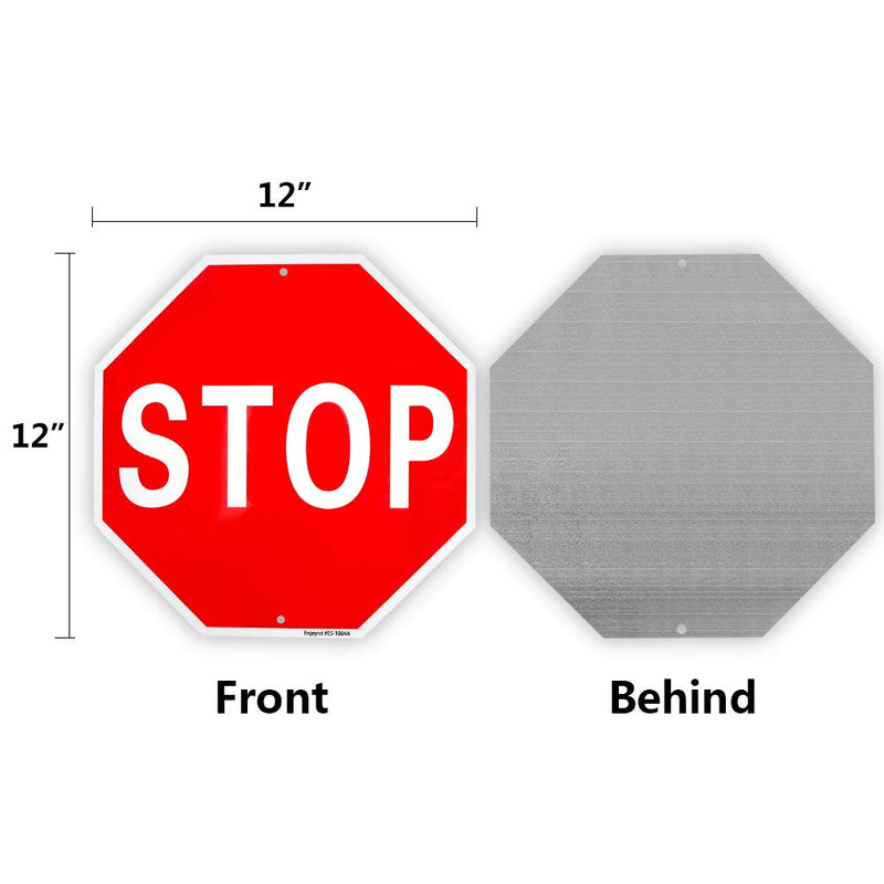  [AUSTRALIA] - Enjoyist Stop Sign Street Slow Warning Reflective Signs 12"x 12" 40 Mil Rust Free Aluminum Sign, UV Protected and Weatherproof