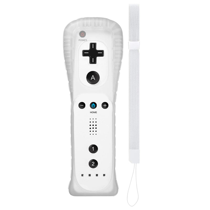  [AUSTRALIA] - Wii Remote Controller,Wireless Remote Gamepad Controller for Wii and Wii U,with Silicone Case and Wrist Strap(No Motion Plus),White & Black white black