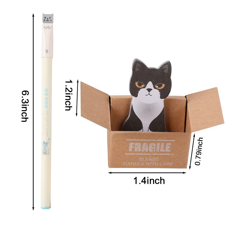  [AUSTRALIA] - Japanese Stationery Pens Set, Cat Cute Pens Cat Shaped Sticky Notes 6PCS Cat Gel Ink Pens 600 Sheet Mini Sticker Bookmark Page Flags Index Tab Reminder for Home School Office Cat Lovers