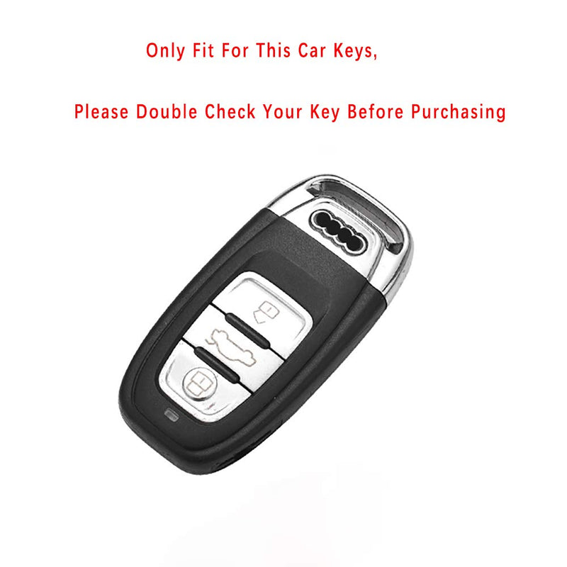 Beerte Key Fob Cover fit for Audi A3 A4 A5 A6 A7 A8 S5 Q3 Q5 Q7 TT Key Shell 3 Button Keyless Entry Remote Control Smart Car Key Fob Protective Case(Red Carbon Fiber) A-Red Carbon Fiber - LeoForward Australia
