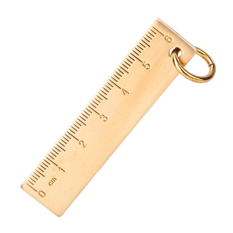  [AUSTRALIA] - Pssopp Mini Brass Ruler 6 cm Length 3mm Thickness Small Copper Feet Measuring Tool Brass Ruler Key Ornaments Pendants