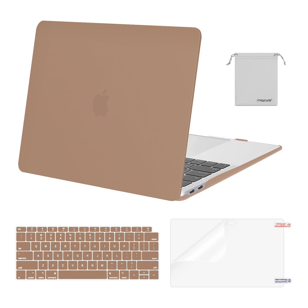  [AUSTRALIA] - MOSISO Compatible with MacBook Air 13 inch Case 2022, 2021-2018 Release A2337 M1 A2179 A1932 Retina Display Touch ID, Plastic Hard Shell&Keyboard Cover&Screen Protector&Storage Bag, Caramel Brown