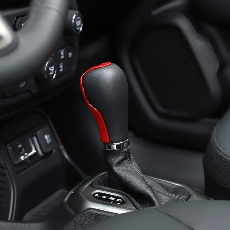  [AUSTRALIA] - UN for Jeep Renegade Accessories Gear Shifter Head Knob Trim for 2016-2020 Jeep Renegade, ABS Red 1 PC