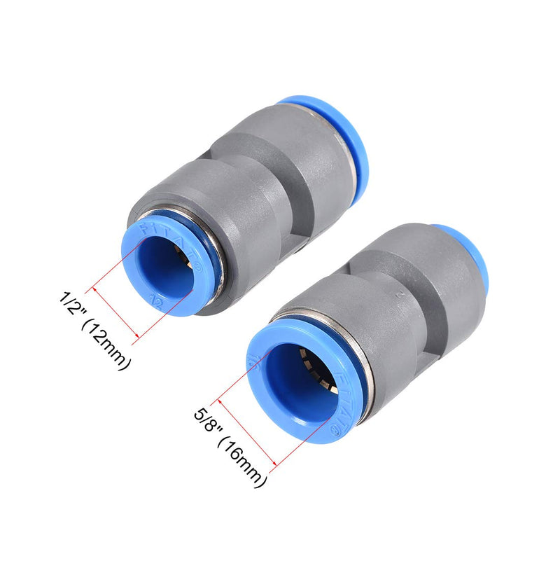 uxcell Straight Push to Connector Reducer Fitting 16mm to 12mm Quick Release Pneumatic Connector Plastic Union Pipe Tube Fitting Grey - LeoForward Australia