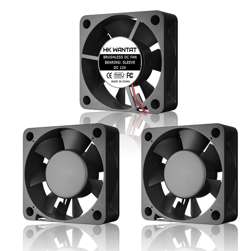  [AUSTRALIA] - 3Pcs HKWANTAT Sleeve Bearings Brushless DC Cooling 60mm Fan 12v 6020 60x60x20mm 2-Pin 12V-Sleeve