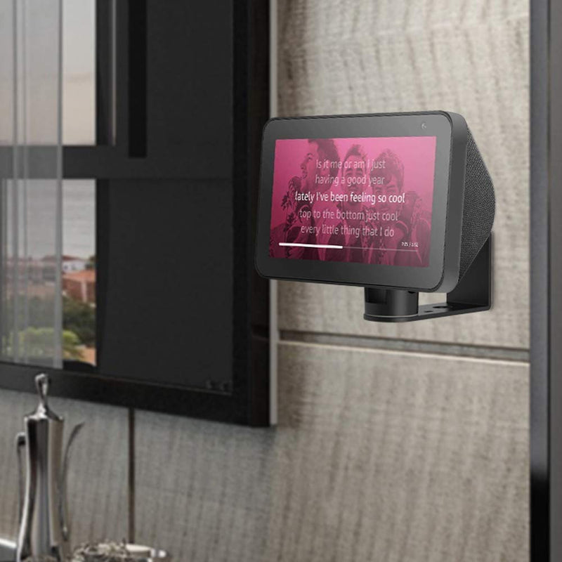  [AUSTRALIA] - Wall Mount Stand for Echo Show 8, Aluminum Swivel Stand, Stand for Amazon Echo Show 8 & Echo Show 5, Horizontal 360 Rotation Longitudinal Angle Change Base Black MY013-01